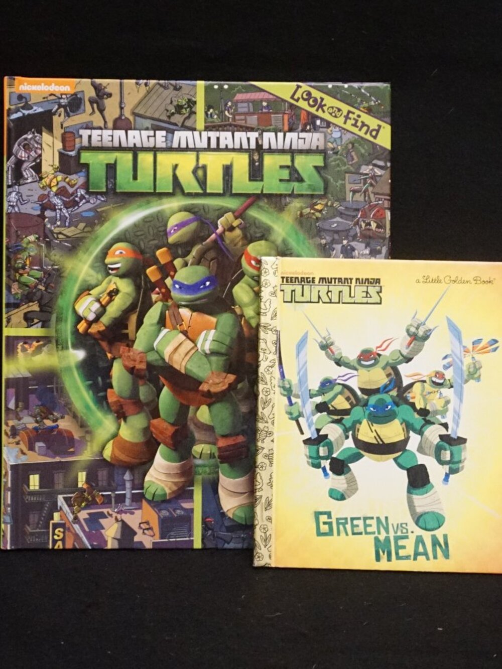 TMNT Book Set Look and Find Book and Green Vs Mean Little Golden Book